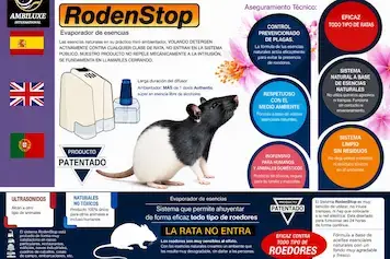 Difusor eléctrico con aceites esenciales naturales para ahuyentar ratas y ratones sin veneno